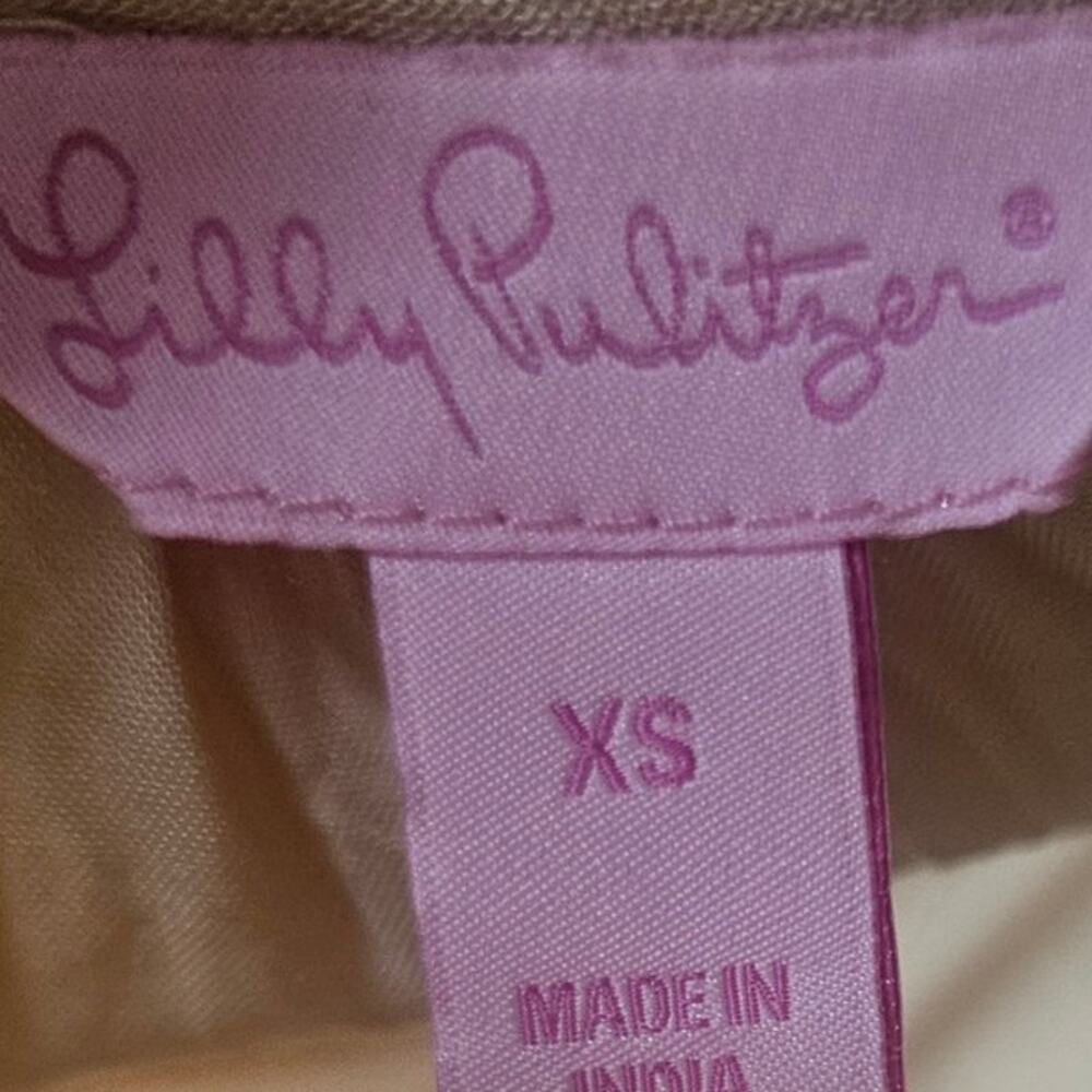Lily Pulitzer Yellow Baby doll Dress Sz XS Keyhole front Bell Sleeve Embroidered - Picture 7 of 10